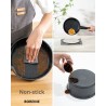 BOREINE 14pcs Black, Removable Handle, Pots and Pans Set for All Stoves, Induction Cookware Set, Non-stick