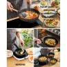 BOREINE 14pcs Black, Removable Handle, Pots and Pans Set for All Stoves, Induction Cookware Set, Non-stick