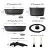 BOREINE 7pcs Black, Removable Handle, Pots and Pans Set for All Stoves, Induction Cookware Set, Non-stick
