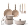 BOREINE 14pcs Brown, Removable Handle, Pots and Pans Set for All Stoves, Induction Cookware Set, Non-stick