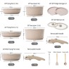 BOREINE 14pcs Brown, Removable Handle, Pots and Pans Set for All Stoves, Induction Cookware Set, Non-stick