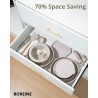 BOREINE 14pcs Brown, Removable Handle, Pots and Pans Set for All Stoves, Induction Cookware Set, Non-stick