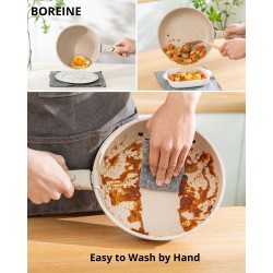 BOREINE 7pcs Brown, Removable Handle, Pots and Pans Set for All Stoves, Induction Cookware Set, Non-stick