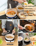 BOREINE-Batterie de Cuisine-Basic Marron Poêle Antiadhésif