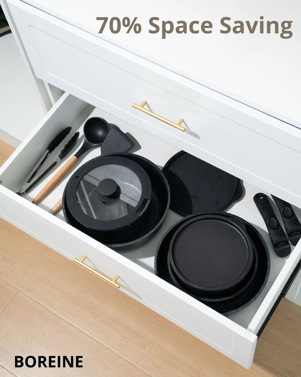 BOREINE-Batterie de Cuisine-Basic 14 Pce Noir BOREINE