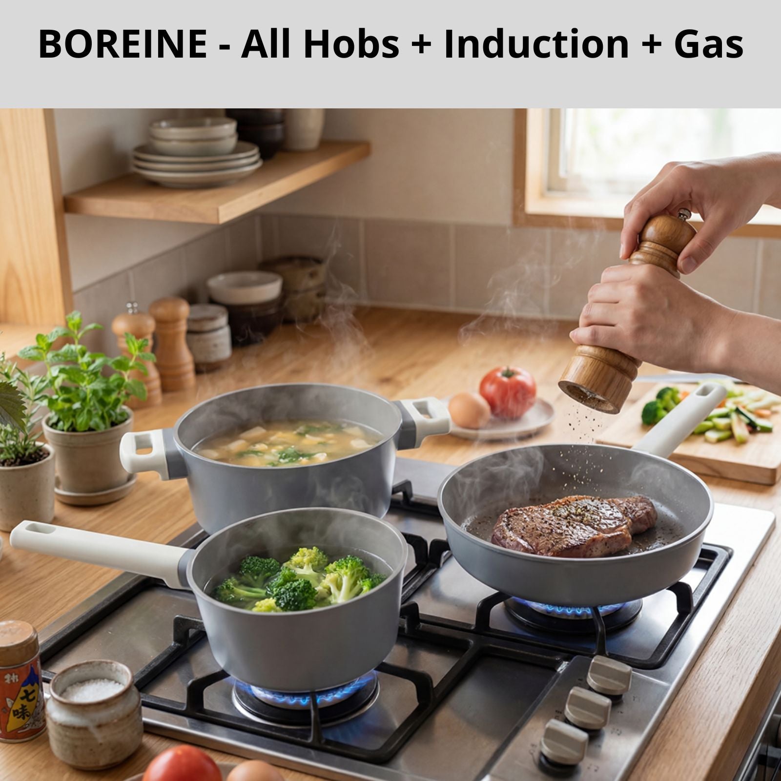 BOREINE-Batterie de Cuisine-Classic 5 Pce Brouillard BOREINE