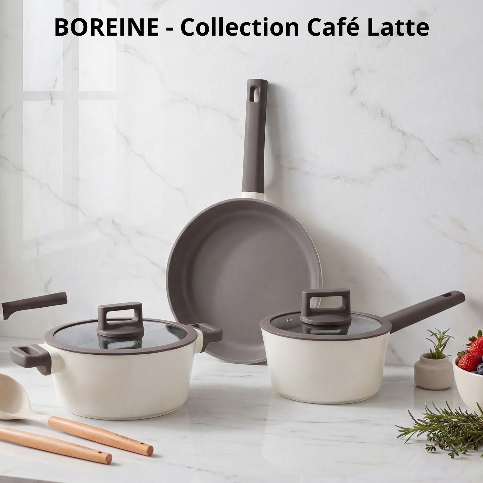 BOREINE-Batterie de Cuisine-Classic 5 Pce Café Latte BOREINE