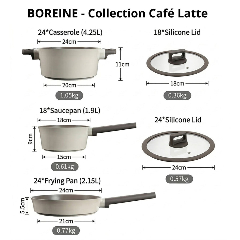 BOREINE-Batterie de Cuisine-Classic 5 Pce Café Latte BOREINE