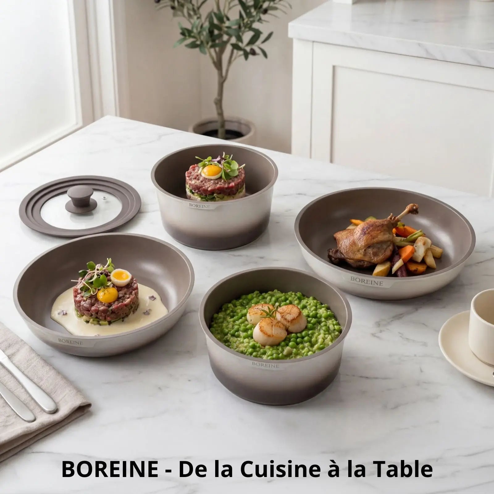 BOREINE-Batterie de Cuisine-Atelier 7 Pce Café Latte BOREINE