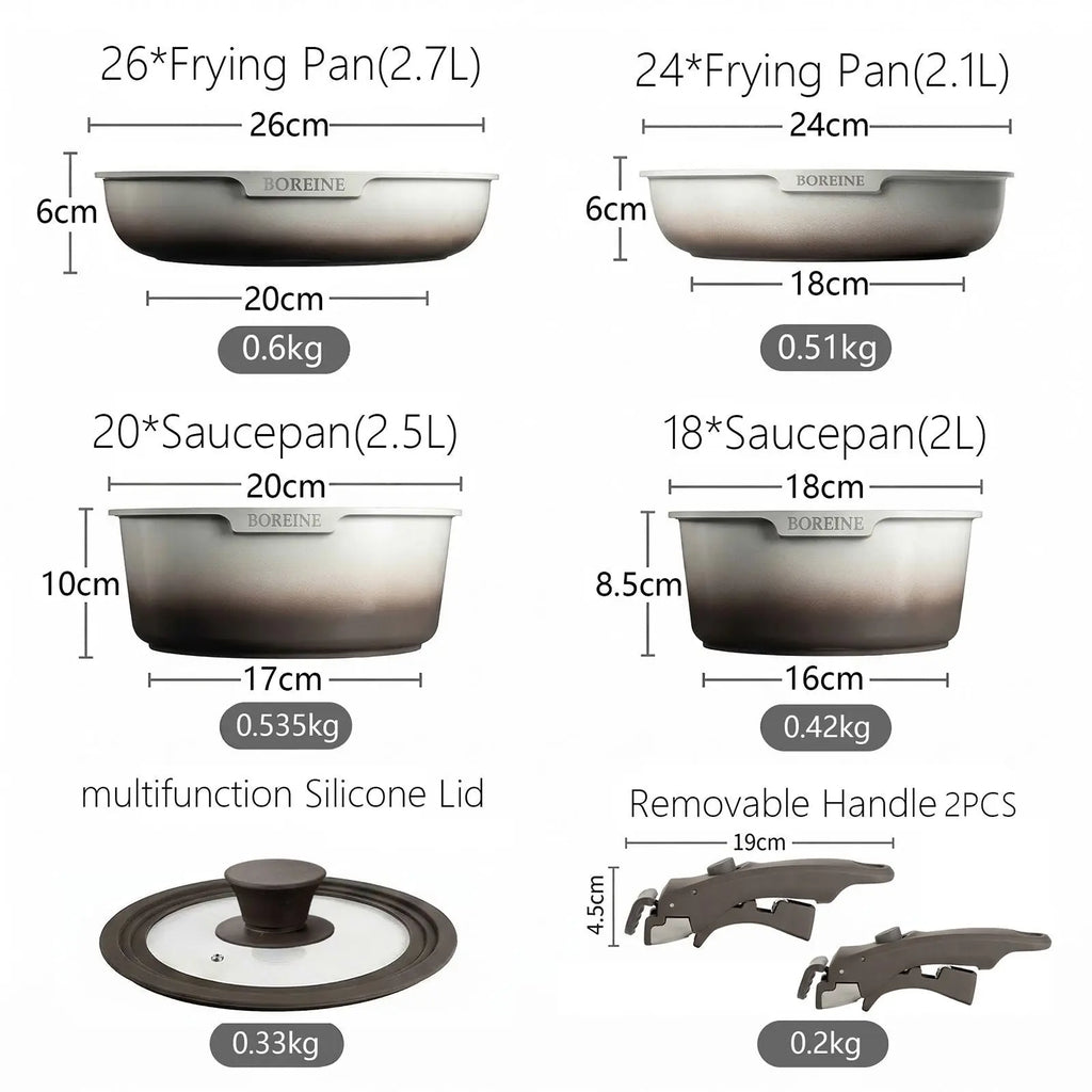 BOREINE-Batterie de Cuisine-Atelier 7 Pce Café Latte BOREINE
