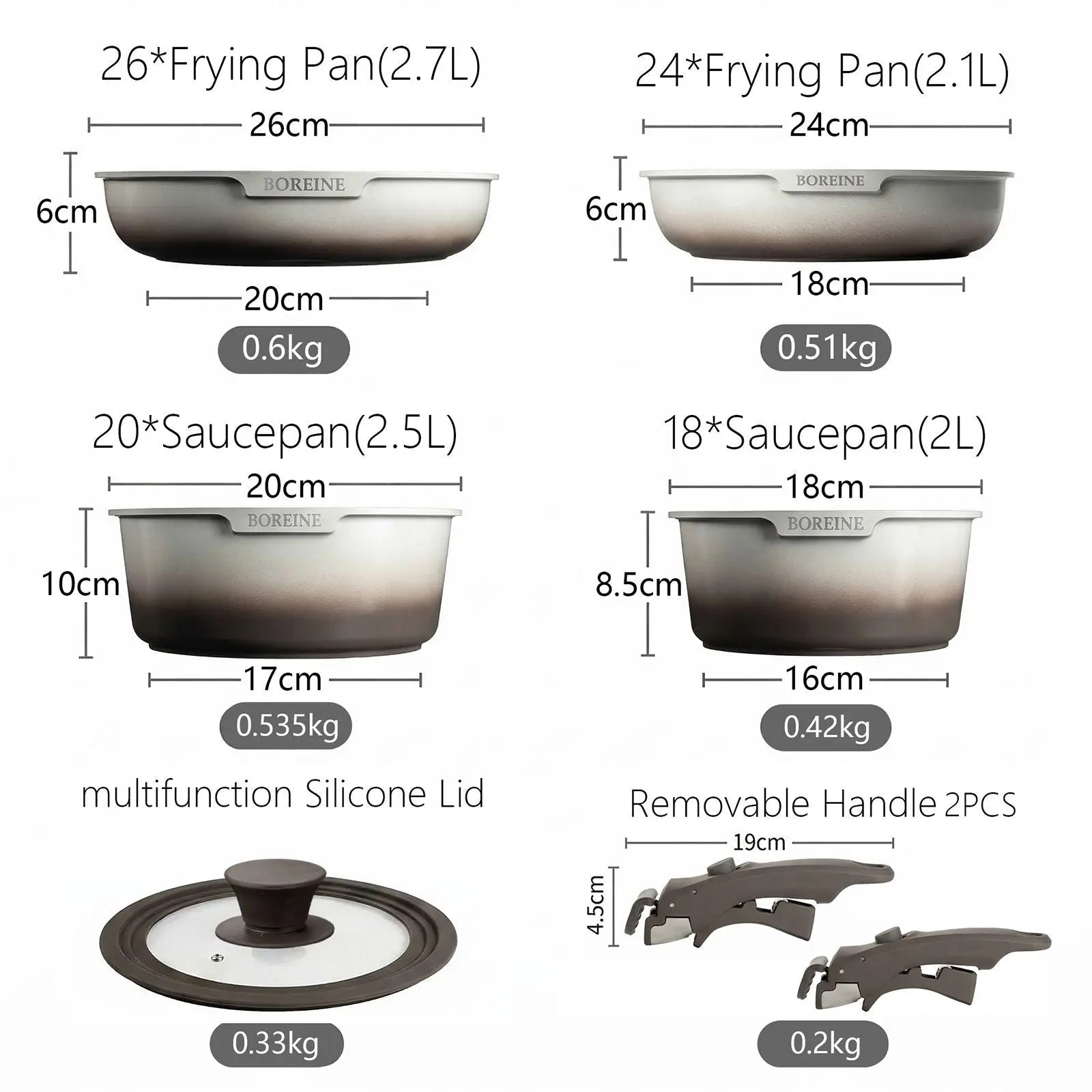 BOREINE-Batterie de Cuisine-Atelier 7 Pce Café Latte BOREINE