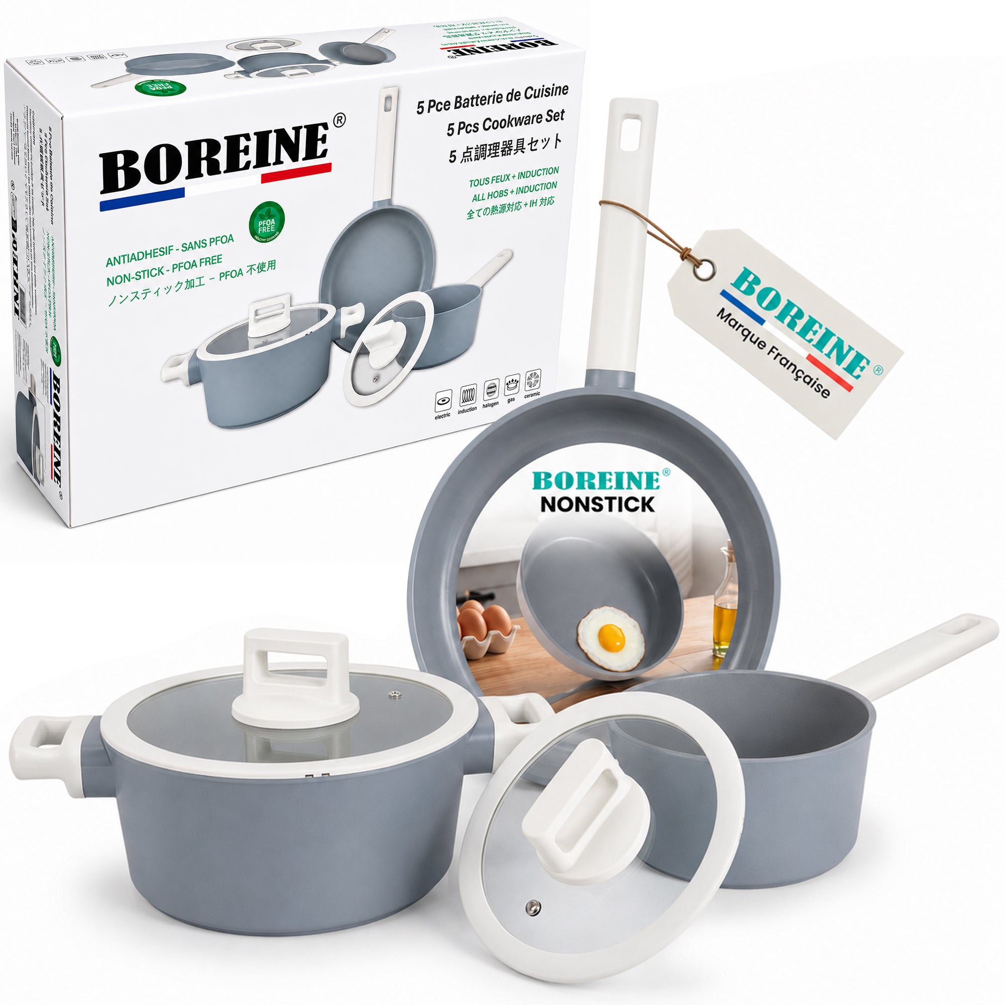 BOREINE-Batterie de Cuisine-Classic 5 Pce Brouillard BOREINE