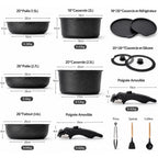 BOREINE-Batterie de Cuisine-Basic 14 Pce Noir