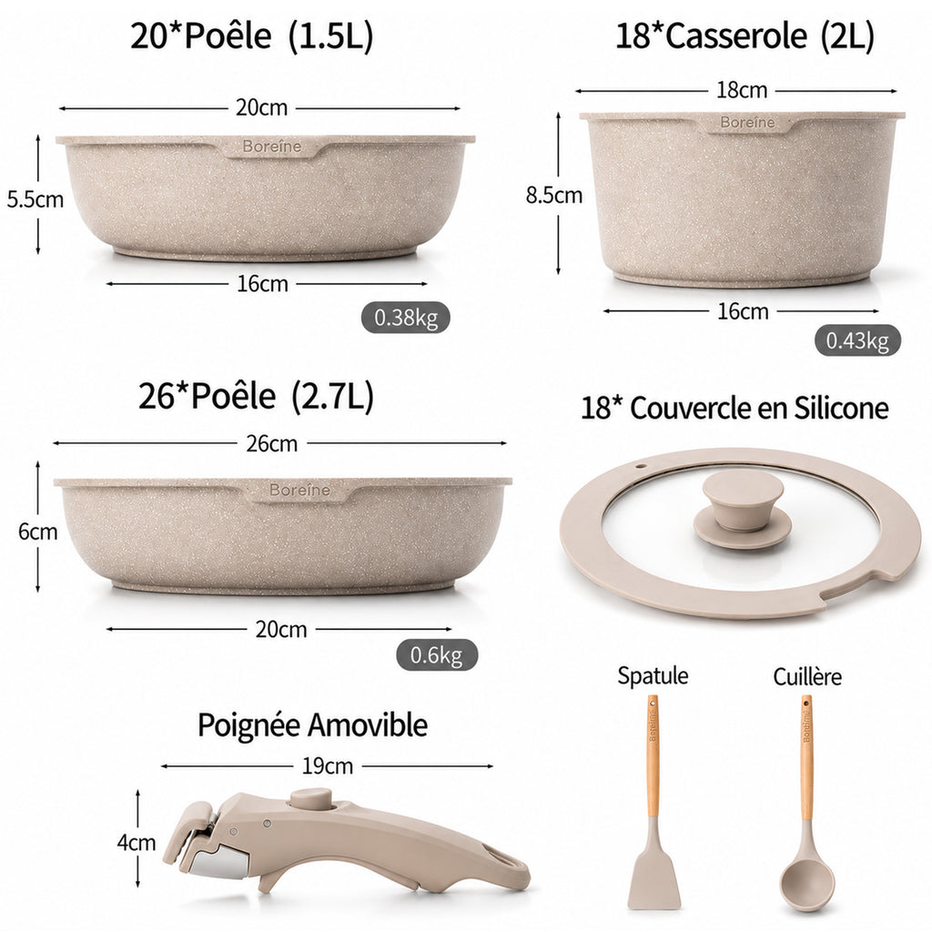 BOREINE-Batterie de Cuisine-Basic 7 Pce Marron